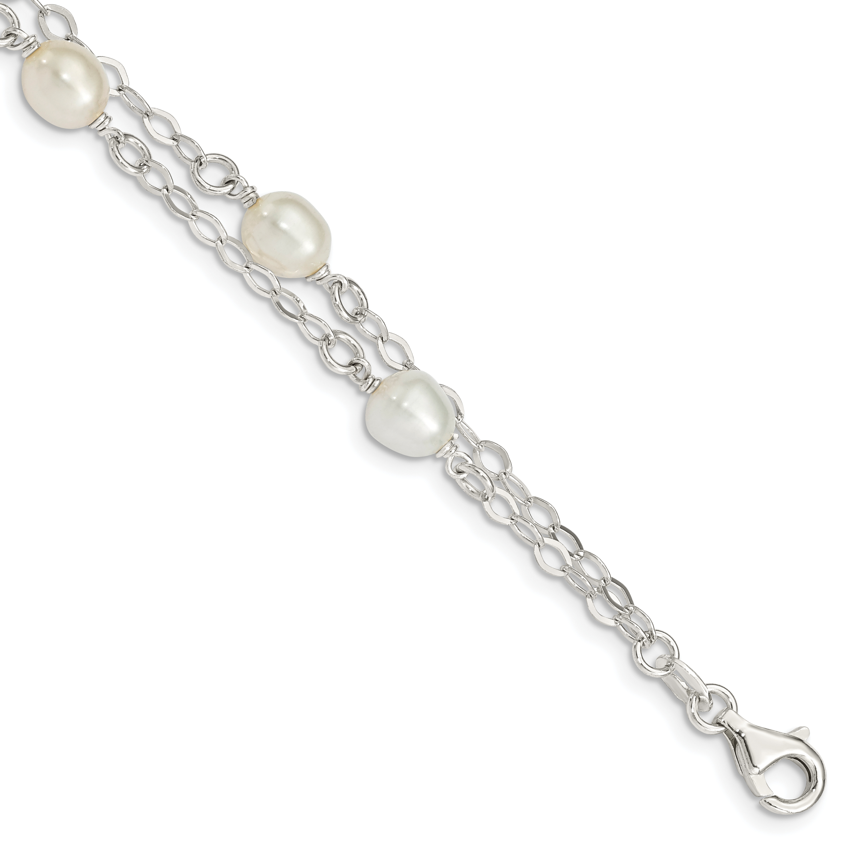 Sterling Silver White FW Cultured Pearl 7.5 inch Bracelet (QH5049-7.5)