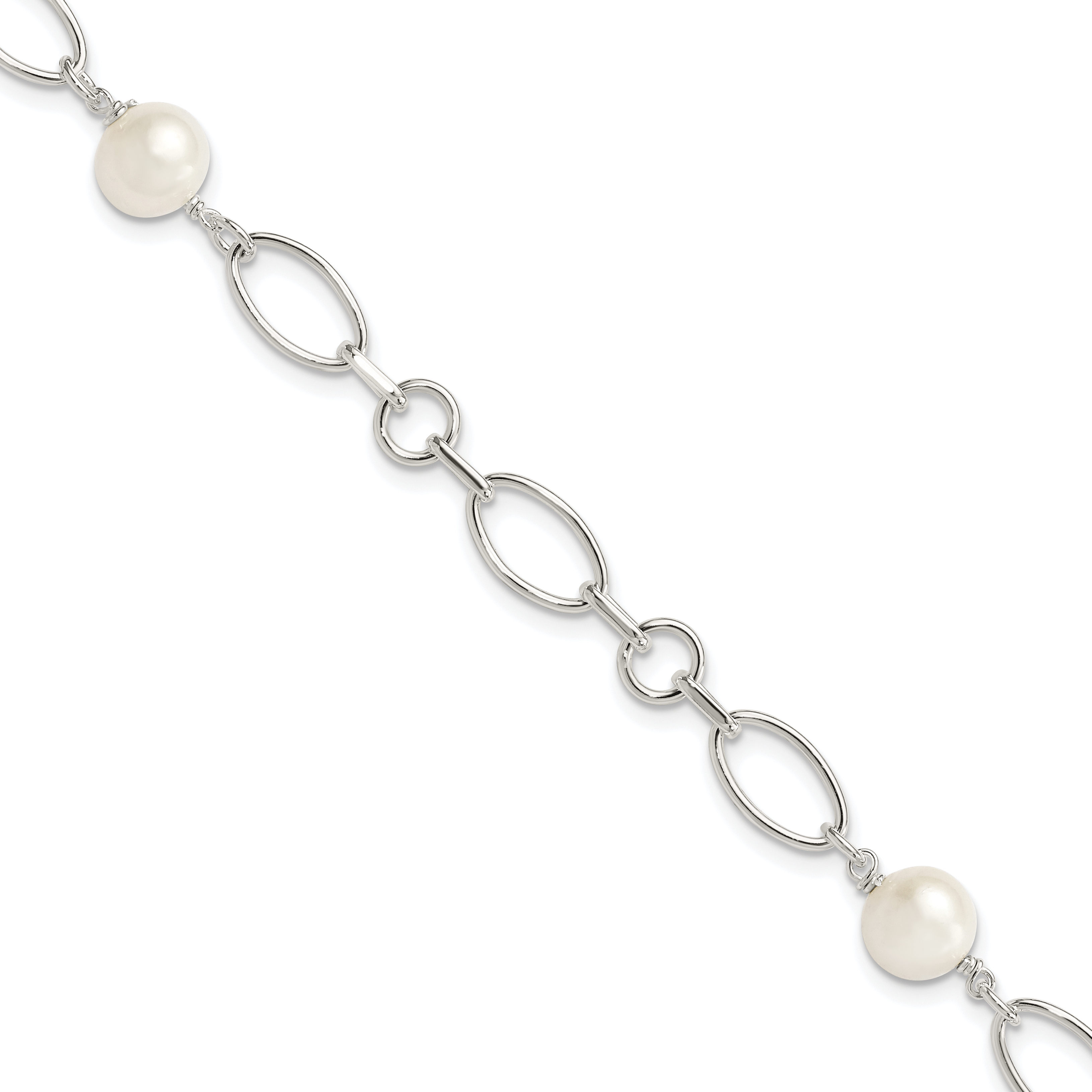 Sterling Silver Polished FW Cultured Pearl Bracelet (QH5051-7.5)