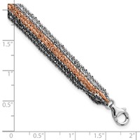Sterling Silver Ruthenium & Pink-Plated Multistrand Bracelet with Ext, 1" view 4