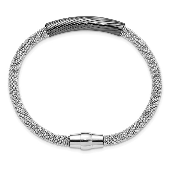 Sterling Silver Ruthenium-plated Bar Mesh Bracelet