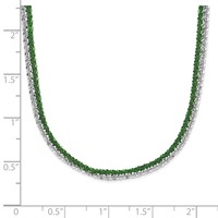Sterling Silver Rhodium & Green-plated 2-Strand Adjustable Necklace view 3