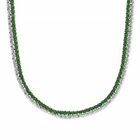 Sterling Silver Rhodium & Green-plated 2-Strand Adjustable Necklace view 1