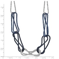 Sterling Silver Rhodium & Blue-plated Chain Link Necklace view 3
