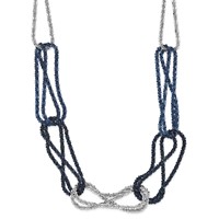 Sterling Silver Rhodium & Blue-plated Chain Link Necklace view 1