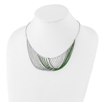Sterling Silver Rhodium & Green-plated Multi-Strand Necklace with Ext - 2in view 2