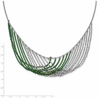 Sterling Silver Rhodium & Green-plated Multi-Strand Necklace with Ext - 2in view 3
