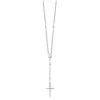 Sterling Silver Polished Beaded Rosary Necklace, 16" view 2
