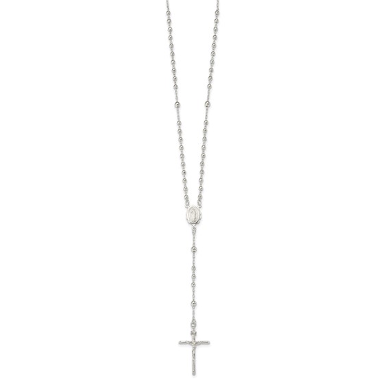 Sterling Silver Polished Rosary Necklace