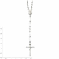 Sterling Silver Polished Beaded Rosary Necklace, 16" view 3