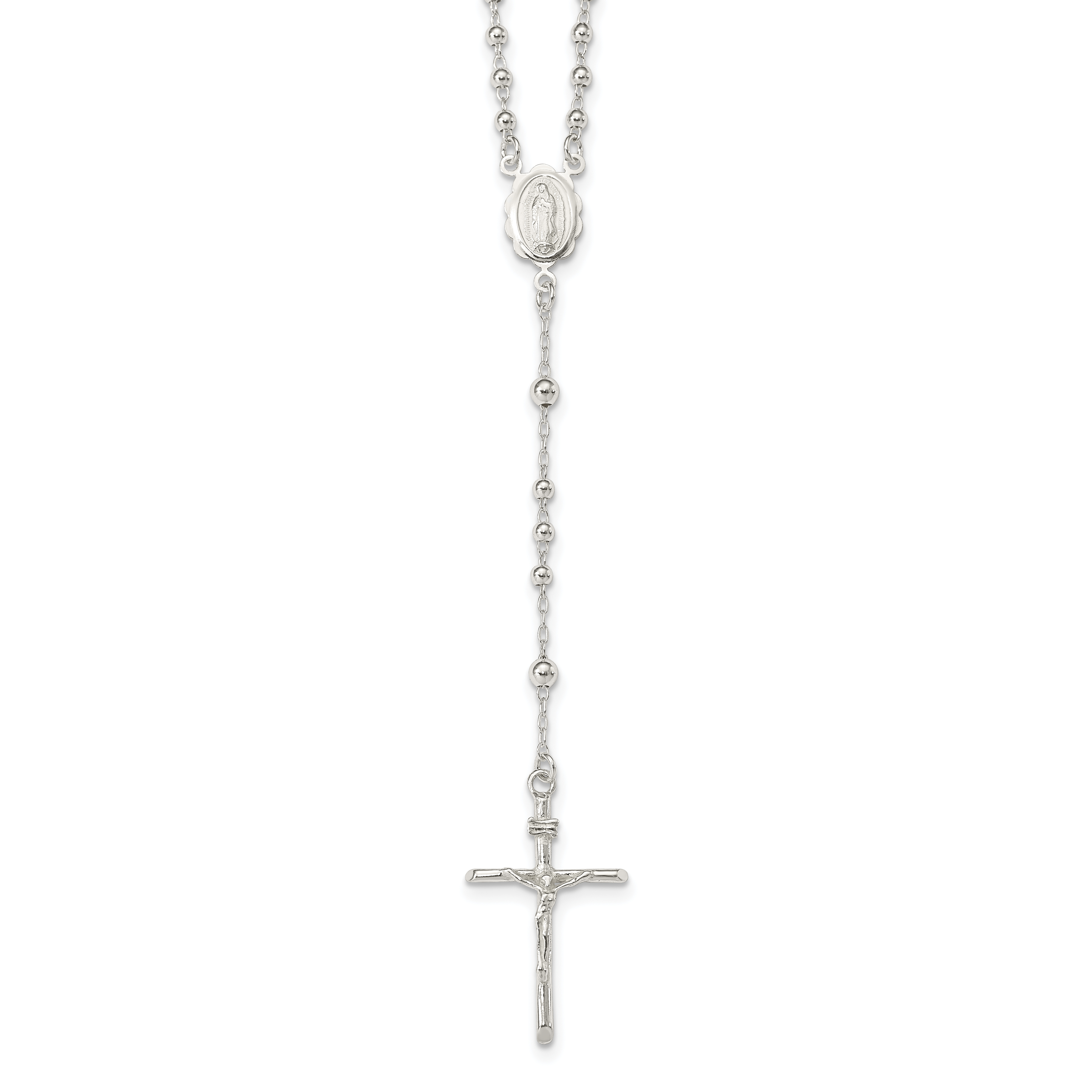 Sterling Silver Polished Rosary Necklace (QH5123-16)