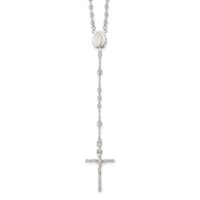 Sterling Silver Polished Beaded Rosary Necklace, 16" view 1