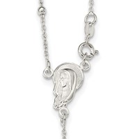 Sterling Silver Beaded Crucifix Rosary Necklace, 24" view 3