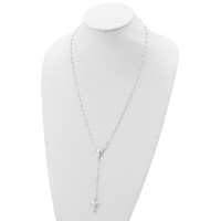 Sterling Silver Beaded Crucifix Rosary Necklace, 24" view 4