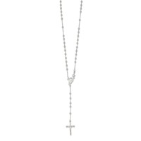 Sterling Silver Polished Crucifix Beaded Rosary Necklace, 24" view 2