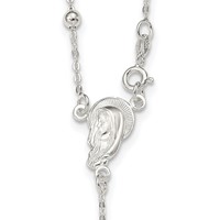 Sterling Silver Polished Crucifix Beaded Rosary Necklace, 24" view 3