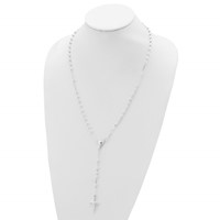 Sterling Silver Polished Crucifix Beaded Rosary Necklace, 24" view 4
