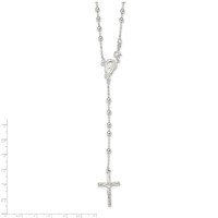 Sterling Silver Polished Crucifix Beaded Rosary Necklace, 24" view 5