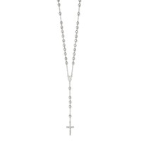 Sterling Silver Polished Mirror Beaded 26 Inch Rosary view 2