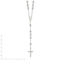 Sterling Silver Polished Mirror Beaded 26 Inch Rosary view 3