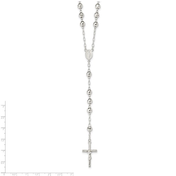 Sterling Silver Polished Rosary Necklace