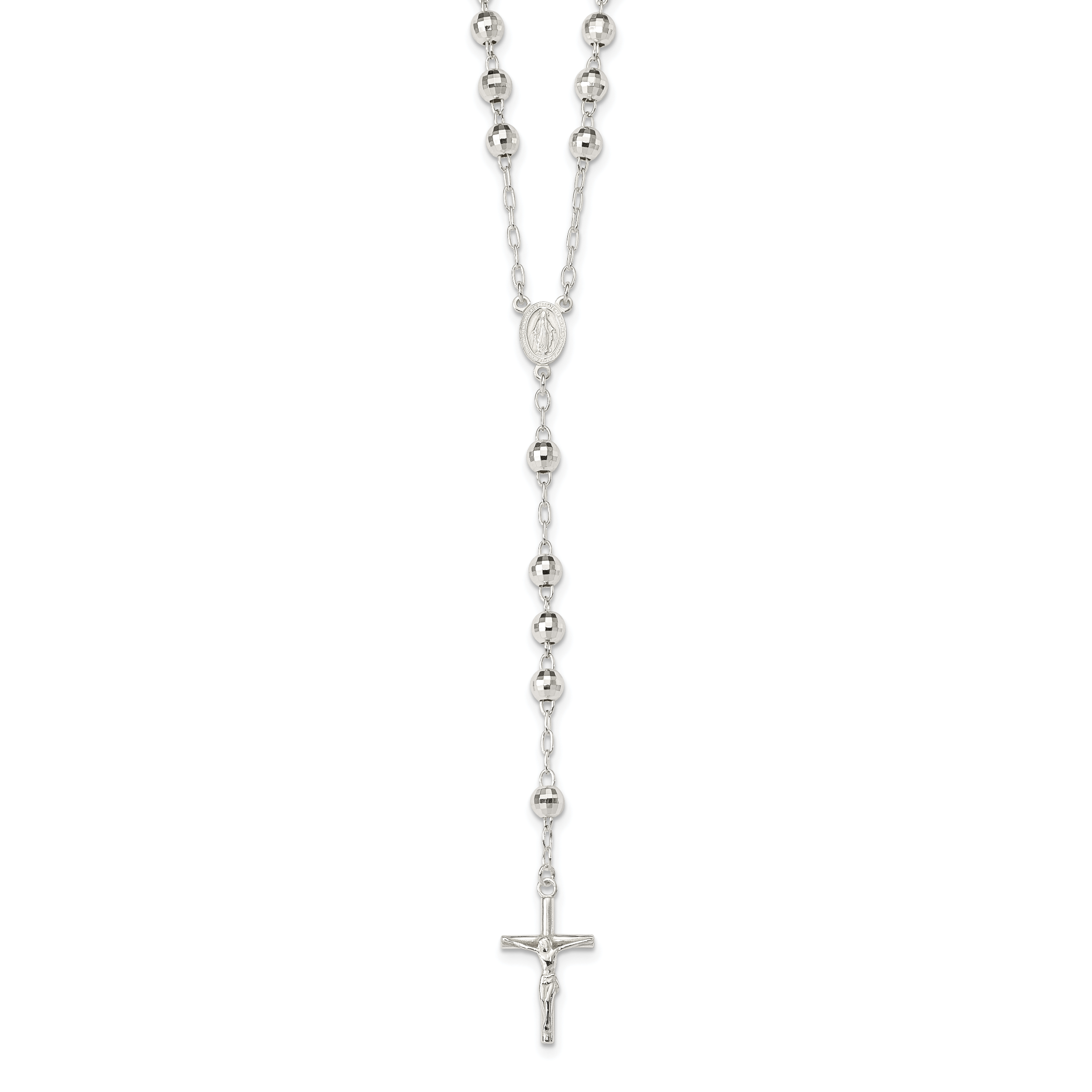 Sterling Silver Polished Rosary Necklace (QH5131-26)