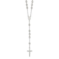 Sterling Silver Polished Mirror Beaded 26 Inch Rosary view 1