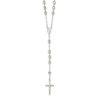 Sterling Silver Polished Rosary Necklace