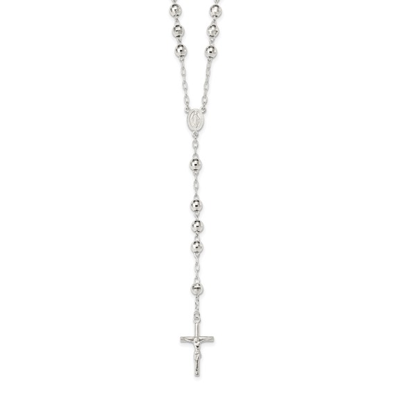 Sterling Silver Polished Rosary Necklace