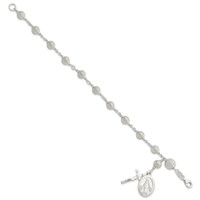 Sterling Silver Polished Laser-cut Rosary Bracelet view 2