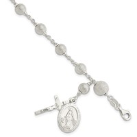 Sterling Silver Polished Laser-cut Rosary Bracelet view 1