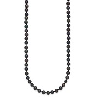 Sterling Silver Rhodium-plated 4-5mm Black Near-Round Freshwater Cultured Pearl Necklace, 16" view 2