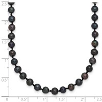 Sterling Silver Rhodium-plated 4-5mm Black Near-Round Freshwater Cultured Pearl Necklace, 16" view 5