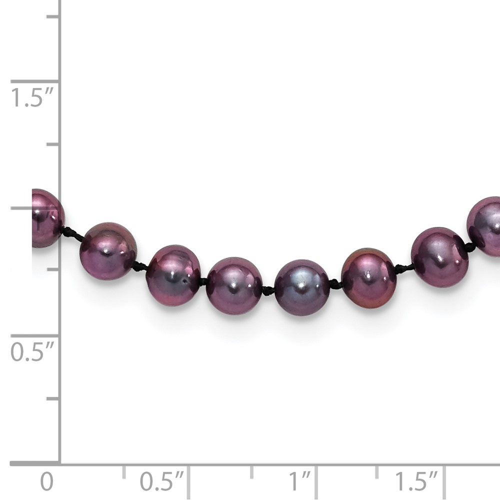 Sterling Silver Rhodium-plated 5-6mm Black Near-Round Freshwater Cultured Pearl 18 inch Necklace (QH5153-18)