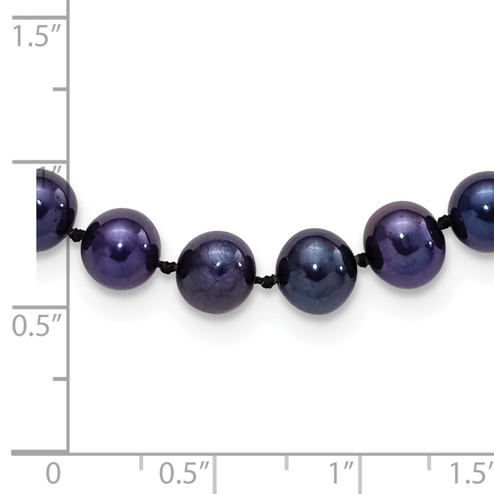 Sterling Silver Rhodium-plated 6-7mm Black Near-Round Freshwater Cultured Pearl 18 inch Necklace (QH5154-18)