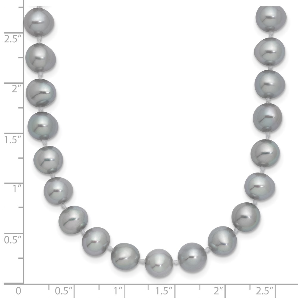 Sterling Silver Rhodium-plated 7-8mm Grey Near-Round Freshwater Cultured Pearl 18 inch Necklace (QH5162-18)