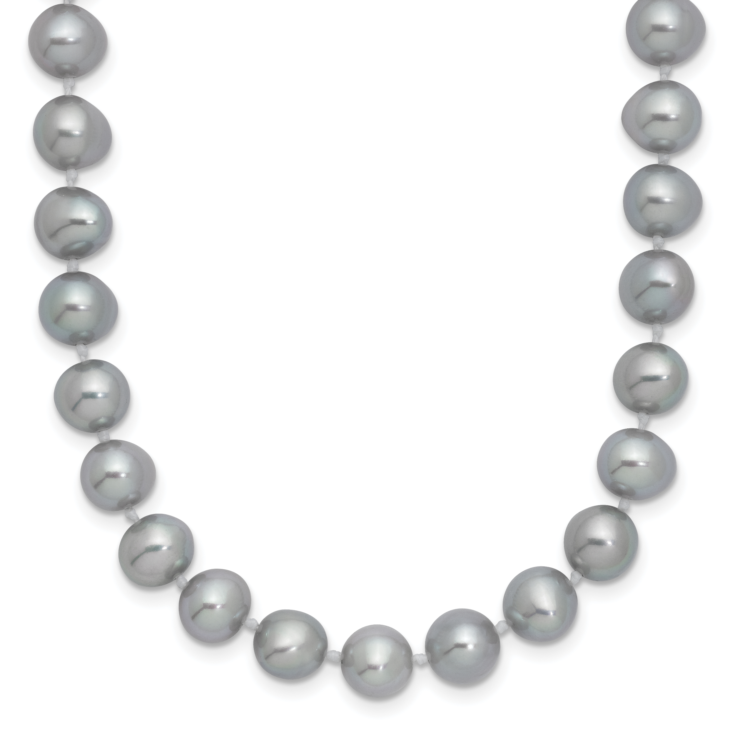Sterling Silver Rhodium-plated 7-8mm Grey Near-Round Freshwater Cultured Pearl 18 inch Necklace (QH5162-18)