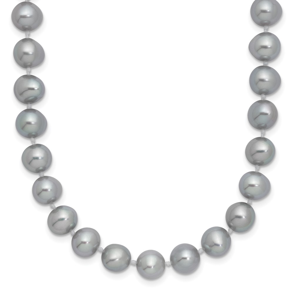 Sterling Silver Rhodium-plated 7-8mm Grey Near-Round Freshwater Cultured Pearl 18 inch Necklace (QH5162-18)