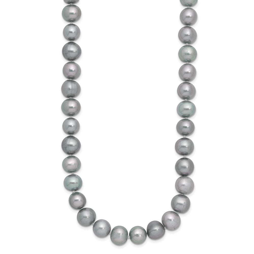 Sterling Silver Rhodium-plated 8-9mm Grey Near-Round Freshwater Cultured Pearl 24 inch Necklace (QH5163-24)
