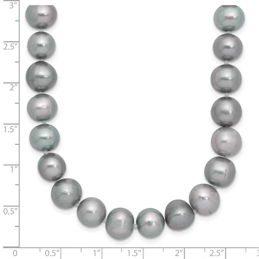 Sterling Silver Rhodium-plated 8-9mm Grey Near-Round Freshwater Cultured Pearl 24 inch Necklace (QH5163-24)