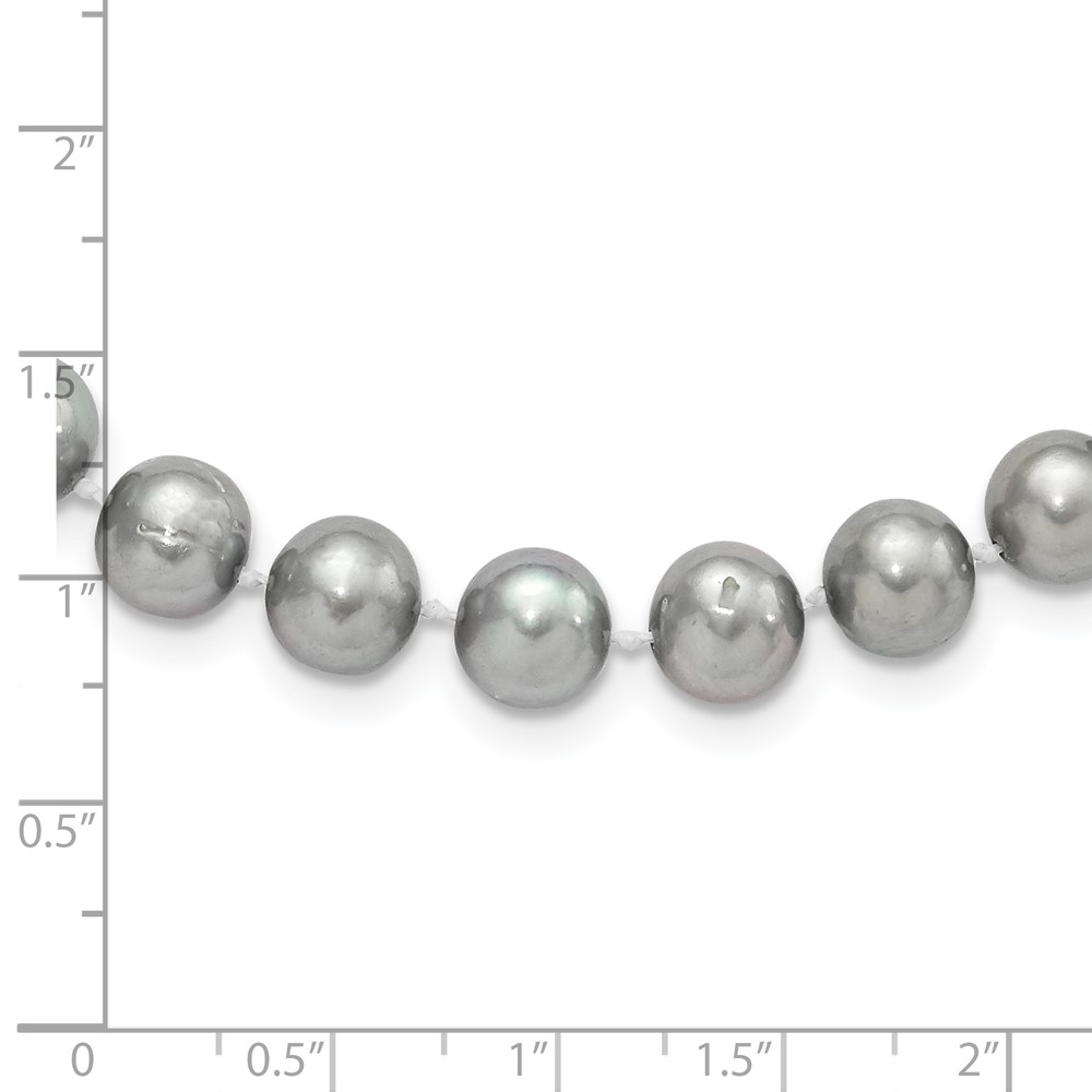 Sterling Silver Rhodium-plated 8-9mm Grey Near-Round Freshwater Cultured Pearl 16 inch Necklace (QH5163-16)