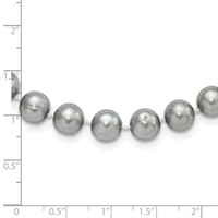 Sterling Silver Rhodium-plated 8-9mm Grey Near-Round Freshwater Cultured Pearl Necklace, 16" view 4