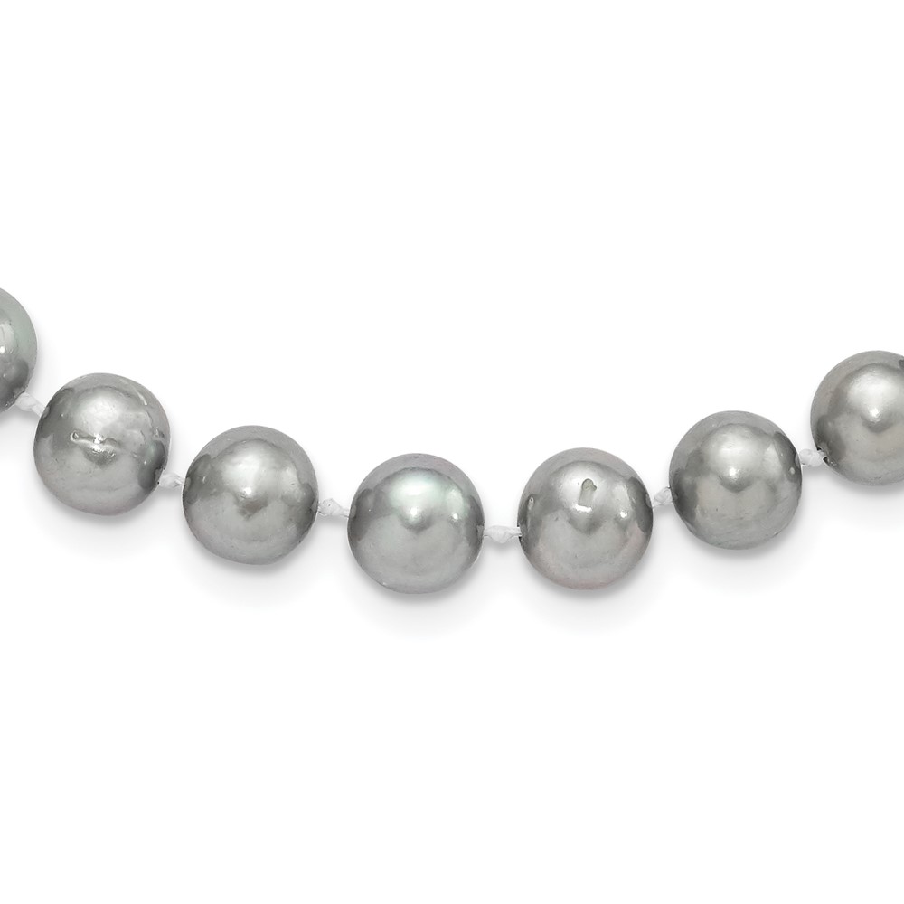 Sterling Silver Rhodium-plated 8-9mm Grey Near-Round Freshwater Cultured Pearl 16 inch Necklace (QH5163-16)