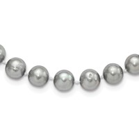 Sterling Silver Rhodium-plated 8-9mm Grey Near-Round Freshwater Cultured Pearl Necklace, 16" view 1
