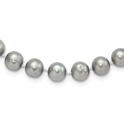 Sterling Silver Rhodium-plated 8-9mm Grey Near-Round Freshwater Cultured Pearl Necklace, 16"