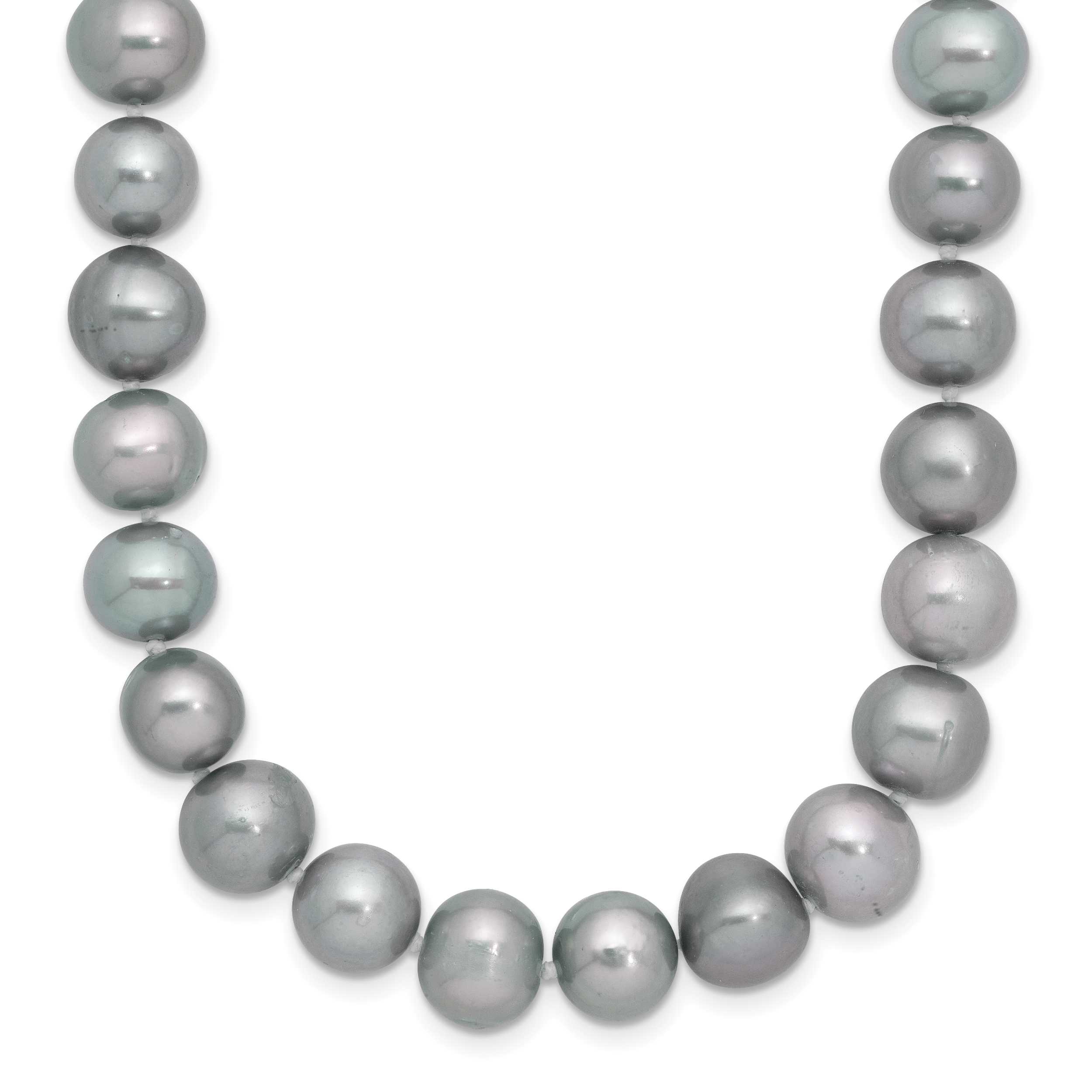 Sterling Silver Rhodium-plated 8-9mm Grey Near-Round Freshwater Cultured Pearl 18 inch Necklace (QH5163-18)