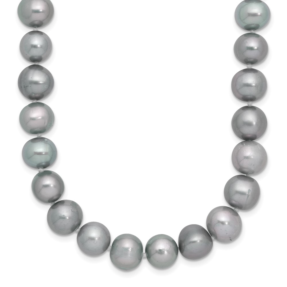 Sterling Silver Rhodium-plated 8-9mm Grey Near-Round Freshwater Cultured Pearl 18 inch Necklace (QH5163-18)