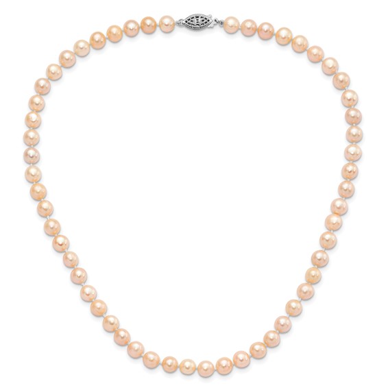 Sterling Silver Rhodium Pink FWC Pearl Necklaces