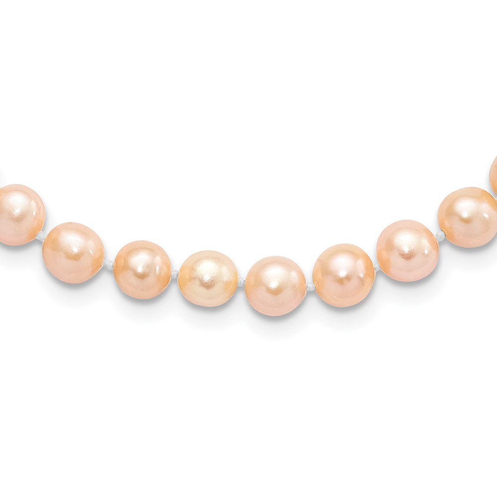 Sterling Silver Rhodium-plated 6-7mm Pink Near-Round Freshwater Cultured Pearl 16 inch Necklace (QH5166-16)