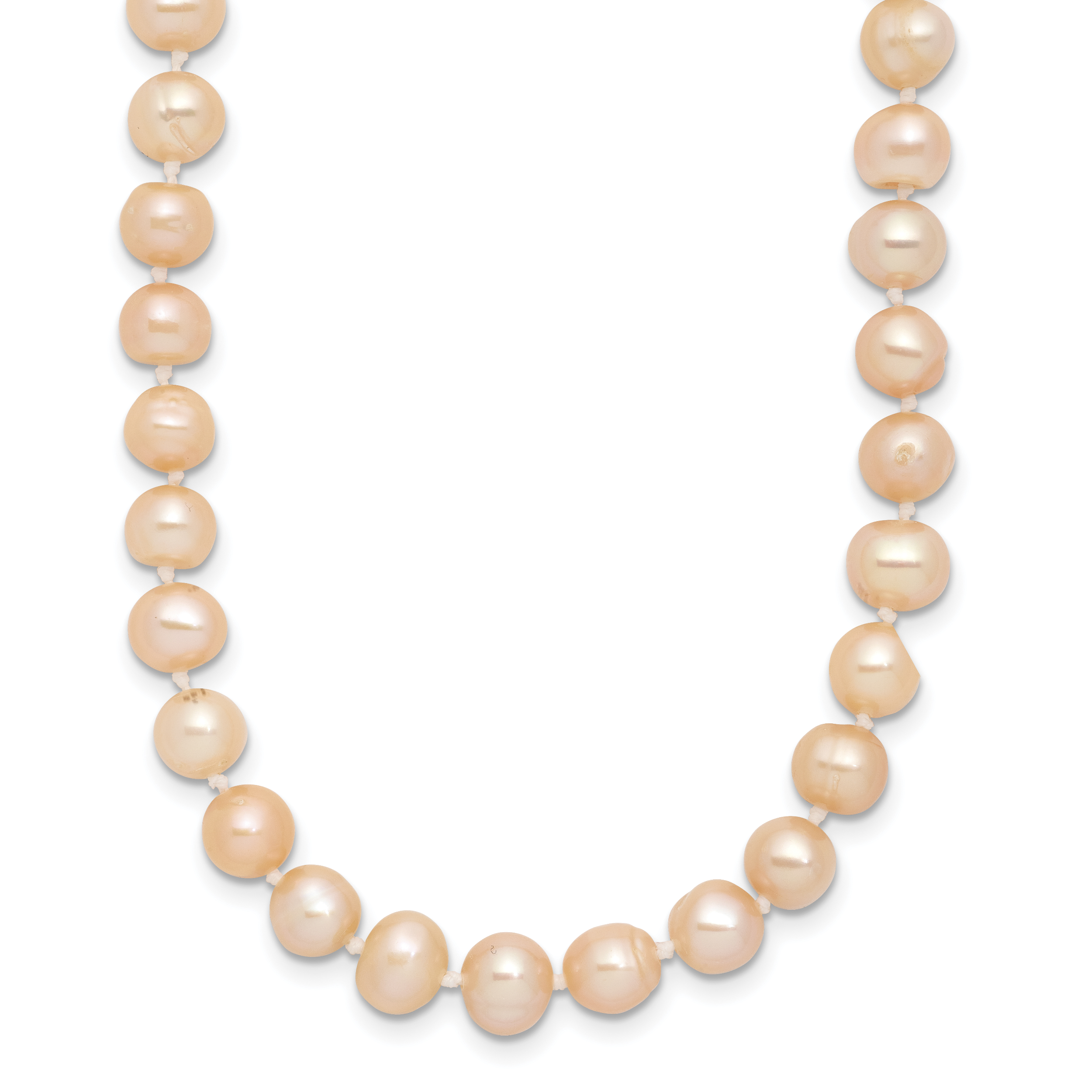 Sterling Silver Rhodium-plated 6-7mm Pink Near-Round Freshwater Cultured Pearl 16 inch Necklace (QH5166-16)