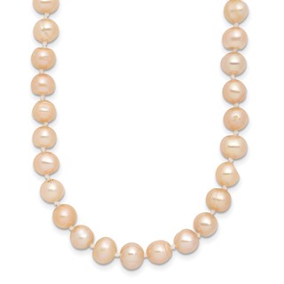 Sterling Silver Rhodium Pink FWC Pearl Necklaces